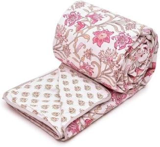 COZY FURNISH Summer Single Bed Blanket 144x220CM, Cooling Microfiber Cotton, Lightweight 150GSM AC Comforter, Soft Breathable Floral Print Quilt,Summer & AC use Mild Winter,Perfect for Gifting, Pink