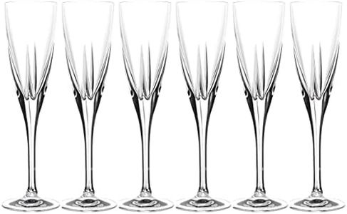 Toasting Flute Glass -Champagne - Flutes - Set of 6 Flute Crystal Glasses - Wedding Toasting Flutes - Designed - 5.75 oz - by Barski - Made in Europe