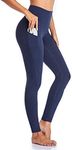 Occffy Leggings for Women High Waist Yoga Pants with Pockets Workout Tummy Control Femme Gym Running Tights CK888 Deep Blue