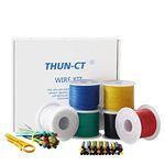 THUN-CT 22 AWG 0.35mm² Electronic Wire Kit 91.5 Meter In Total (6 Colors 15.25Meter/50Feet Each), Tinned Copper Wire Insulated Wires- 22 Gauge Stranded Hook Up Wires Kit For DIY