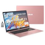 ASUS Vivobook Go 15.6" FHD Laptop, Intel Pentium Silver N6000, 4GB RAM, 128GB SSD, ‎Intel HD Graphics, Backlit Keyboard, HD Webcam, Wi-Fi 5, 1-Year Office 365, Windows 11, Pink, 32GB Hotface USB Card