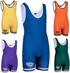 KO Sports Gear - Unisex Wrestling Singlet, Comfortable & Breathable, 4 Way Stretch, Full Range of Youth and Adult Sizes, Blue, Adult L 135–165 lbs (61.2–74.8 kg)