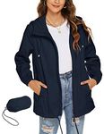 Rapbin Waterproof Coat Womens Lightweight Breathable Spring Jackets Outdoor Active Cycling Rain Jacket Windbreaker(Navy Blue,XL)