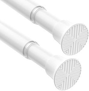 2Pcs Spring Tension Curtain Rod, White Shower Curtain Rod 31-76 Inch