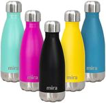 MIRA 12 oz Stainless Steel Vacuum Insulated Water Bottle - Double Walled Cola Shape Thermo - 24 Hours Cold, 12 Hours Hot - Reusable Metal Water Bottle - Kids Leak-Proof Sports Flask - Matte Black