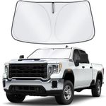 Windshield Sun Shade for GMC Sierra 1500 2500 3500 SLT AT4 Denali 2019-2024 Double Layer 240T Upgrade Foldable Sunshade Custom Windshield Sun Visor Blocks UV Rays