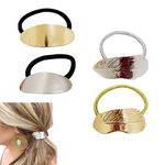 Metal Ponytail Holder, Elastic HairBands for Ladies Women Girls, Leaf Shaped Hair Ties Hair Cuff Wrap Rope Headwear Head Accessories. 4PCS