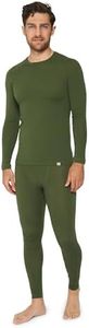 DANISH ENDURANCE Merino Wool Base Layer Top & Bottom Set, Breathable & Moisture-Wicking, for Men, Green, XX-Large