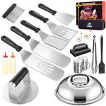 Griddle Accessories Kit with Burger Press,18Pcs Griddle Grill Tools Set for Blackstone,Enlarged Grill Spatula,Scraper,Basting Cover,Griddle Cleaning Kit for Hibachi Grill, with Burger Smasher