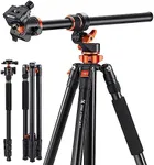 K&F Concept 90 inch/230cm Camera Tripod Horizontal Aluminum Tripods Portable Monopod with Metal Ball Head 10KG Load Capacity, for Travel and Work T254A7+BH-28L