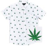 Molokai Surf Button Down Slim Fit Hawaiian Short Sleeve Shirts, Cannabis (White), 3X-Large