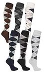 6 Pairs Mens Long Hose Cotton Rich Argyle Golfing Sport Knee High Socks Size 6-11