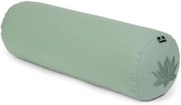 Yoga Studio Lotus Yoga Bolster Cushion | Organic Buckwheat Hulls Filling | (GOTS Certified) | Removable Washable Organic Cotton Outer Cover | Great for Yoga, Meditation - (Sage Green)