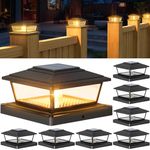 btfarm 8 Pack Solar Post Caps Lights, 2 Modes Fence Post Solar Powered Lights with Edison LED Bulbs, Waterproof Deck Post Lights for Patio Garden, Solar Lights Outdoor Fits 4x4 6x6 Vinyl Wooden Post