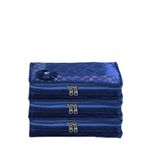 Kuber Industries Pack of 3 Jewellery Pouches with Zipper | Necklace Organizer Box | Makeup Bag for Travel | Cosmetic Pouch for Women | Bow Design | Blue