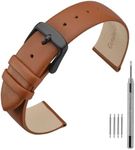 ANNEFIT Watch Straps 20mm, Calfskin Leather Watch Band with Black Buckle for Men Women (Brown)