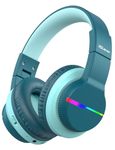 iClever BTH12 Kids Bluetooth Headphones,Colorful LED Lights Wireless Kids Headphones,74/85/94dB Volume Limits,55H Playtime,Bluetooth 5.2,Over Ear Headphones Built-in Mic for iPad/Tablet/Airplane,Green