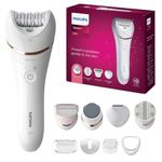 Philips Beauty Epilator Series 8000 5 in 1 Shaver for Women, Trimmer, Pedicure & Body Exfoliator + 9 Accessories, BRE740/14