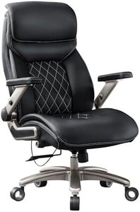 Big and Tall Office Chair with 5D Flip Arms, 600LBS PU Leather Executive Office Chair, Adjustable Lumbar Support 3'' Double Space Wheel, Managerial Home Desk Chair, Heavy Duty High Back Computer Chair