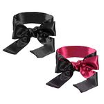 2 Pack Satin Eye Blindfold Smooth Satin Eye Cover Silk Sleep Mask Band Blinder for Sleeping Games 150cm Black Red