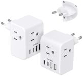 2 Pack European Travel Plug Adapter