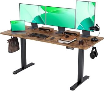 Claiks Electric Standing Desk, Adjustable Height Stand up Desk, 63x24 Inches Sit Stand Home Office Desk with Splice Board, Black Frame/Rustic Brown Top