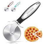 SCHVUBENR Premium Pizza Cutter - Stainless Steel Pizza Cutter Wheel - Easy to Cut and Clean - Super Sharp Pizza Slicer - Dishwasher Safe - Handles Large and Small Pizza(Black)