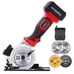 PowerSmart 20V Cordless Mini Circular Saws with 4.0Ah Battery, 4-1/2 inch, 4500 RPM, Laser Guide, 4 Saw Blades and Fast Charger, PS76138A