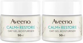 Aveeno Face Calm+Restore Oat Gel Moisturiser (2x 50ml), Face Moisturiser to Instantly Soothe and Replenish the Skin's Moisture Barrier, Intensely Nourishing Day Cream, Tested on Sensitive Skin