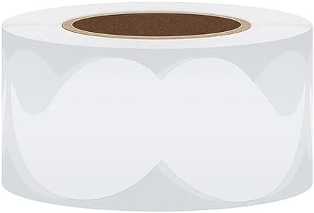 Hybsk 8cm x 4cm White Mustache Stickers Moustache Party Baby Shower Little Man Themed Father's Day Bow tie Party Labels Total 200 Per Roll (White)