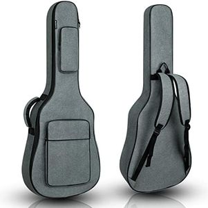 MUZNOTE Acoustic Guitar Bag, Guitar Bag for 39 40 41Inch Acoustic Guitar Gig Bag 12mm Thick Padding Waterproof Soft Guitar Case with Neck Strap Back, Back Hanger Loop, Grey