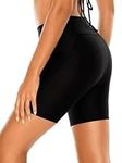 RELLECIGA Women's Black High Waisted Board Shorts Swimwear Shorts Size X-Large