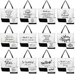 Cunno 24 Pcs Gifts Bag Bulk for Women Aesthetic Canvas Tote Bag Makeup Bags Inspired Gifts for Coworker Teacher Reusable Bag, As Shown, Classic