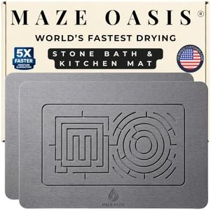 MAZE OASIS - 5X Faster Drying - Premium Stone Bath Mat Set - Engineered Design – Diatomaceous Earth Bathroom Mat & Stone Drying Mat for Kitchen Counter – Non Slip, Engraved Airflow – Serenity Ash 2Pc
