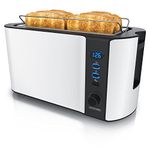 arendo - Frukost 4 slice long slot toaster - double wall housing – with warming rack – 6 browning settings – auto bread centring – reheat defrost cancel function – remaining time display