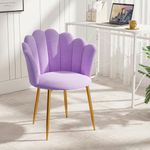 Joolihome Armchair Tub Chair, Velvet Shell Chair Single Sofa Chair Accent Chair with Gold Plating Metal Legs, Leisure Chair Dressing Chair for Home, Office, Bedroom, Living Room, Dining Room (Purple)