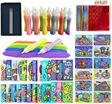 JKanruh 48 Pcs Art Kits,12 Color Sand Art Kits with 24 Sheets Sand Art Painting Cards,12 Sheets Magic Sticker Painting Set for Arts and Crafts,DIY Painting,Drawing