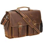 Polare 17'' Mens Full Grain Leather Laptop Briefcase Business Messenger Bag Satchel