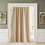 NICETOWN Door Screen Cover with Adhesive Curtain Track for Air Conditioner Room, Biscotti Beige, 5ft Wide x 7ft Long, Insulated Faux Accordion Door, Privacy Keep Heat Out Bedroom Kitchen Doorway Drape