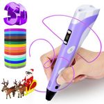 3D Pen for Kids, 3D Printer Pen with 150ft PLA Filament Refills, 3D Printing Pen 3D Drawing Craft Art Set,stylo Impression 3D Crayon Pencil Doodler Toy,Gift for Christmas Boy Girl Teen (P62-2, Purple)