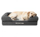 The Dog’s Bed Orthopedic Memory Foam Dog Bed with Bolsters for Large Dogs, Waterproof Washable Cover, Anti-Slip Base, Calming Surface – CertiPUR-Certified Foam, Plush Fabric, Grey Plush, Large