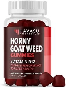 Horny Goat Weed Gummies with Vitamin B12 - Energy, Endurance & Performance Support for Men and Women - Enhanced with B12 Vitamins for Mood & Male Health Support - 60 Raspberry Vegan Gummies