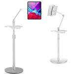 iPad Stand Floor, Tablet Floor Stand, Multi-Angle Tablet Stand Holder Mount for 4.7"-12.9" Screen Microsoft Surface Series, iPhone, iPad, Samsung,Nintendo Switch, Kindle (Sliver)