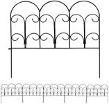 Sunnydaze Victorian 7.5' Set of 5 Decorative Garden Fence Panels - Iron Border Fence - 18" W x 16" H Per Piece - Black