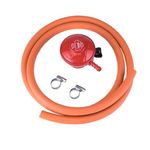 Fire Mountain 27mm Clip On Gas Regulator Propane For Gas Bottle - Clip on Connector, Hose Included, 37mb, Propane Gas Regulator, Use with Gas Barbecues, Patio Heaters and Fire Pits