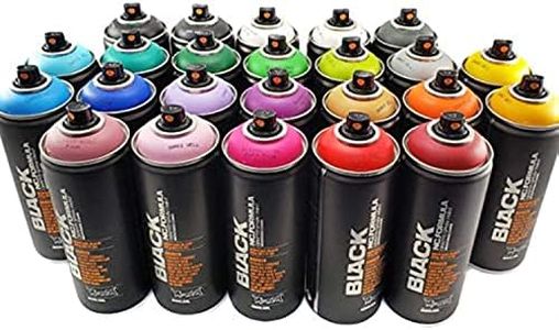 Montana Black 400ml Complete Artist Set of 24 Aerosol Spray Paint kit for Professional Crafting Graffiti Street Art Murals and Stencils