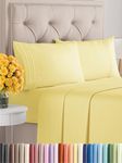 CGK Unlimited 4 Piece Sheet Set - Size Cal King, King, Queen, Full and Twin Hotel Luxury Bed Sheets - Extra Soft - Deep Pockets - Easy Fit - Breathable & Cooling Sheets (Queen, Yellow)