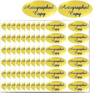 1008 PCS 'Autographed Copy' Stickers - 1 x 2 Inch Oval Gold Foil Labels