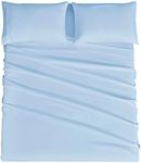 Mejoroom Full Size Sheet Sets - 16 Inches Deep Pocket Bed Sheets & Pillowcase Sets - 1800 Collection Microfiber Bed Sheet Set - Extra Soft, Fade & Wrinkle Resistant - 4 Piece(Full,Lake Blue)