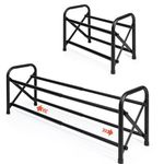 2-Tier Expandable Shoe Rack, Adjustable Metal Shoe Rack for Front Door Metal Black Free Standing Shoe Storage Organizer for Small Space Entryway Garage Hallway Bedroom Easy to Assemble, Black